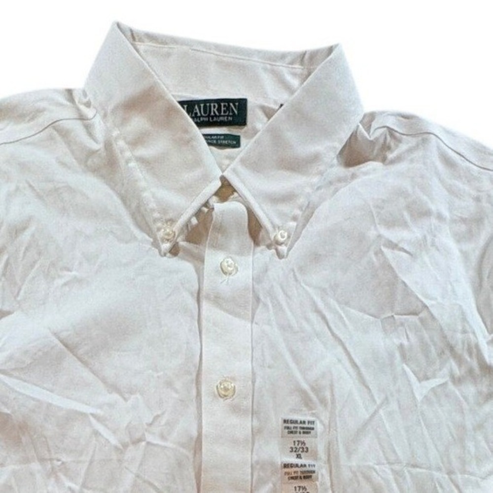 Lauren Ralph Lauren Dress Shirt Mens 17.5 32/33 XL White Performance Stretch Fit